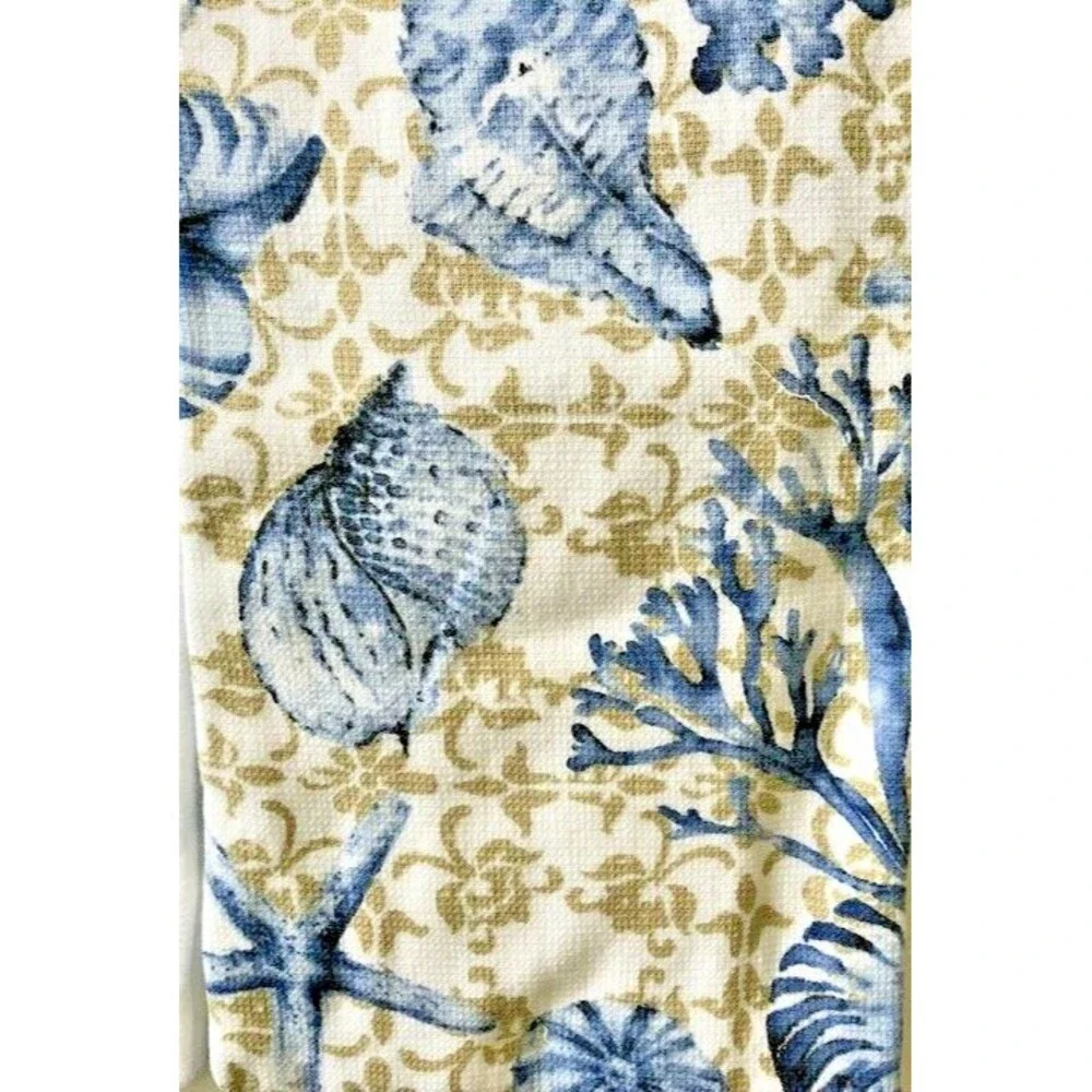 Summer Beach House Kitchen Dish Towels Beach More Worry Less Shells Set of 2